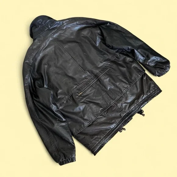 Vintage Black Leather Jacket Saks Fifth Avenue USA Talon Zip Men’s L